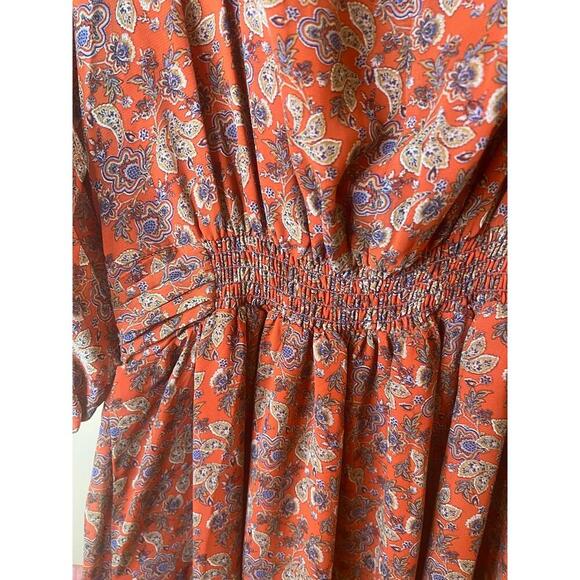 Max Studio London Floral VNeck 3/4 Sleeve Lined Maxi Dress Ruffled Hem Small NWT - Picture 9 of 10